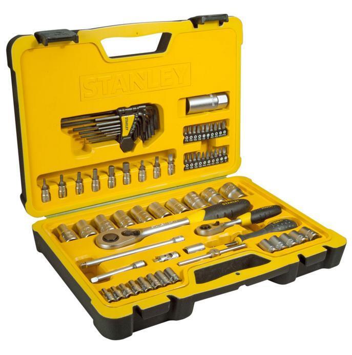 STANLEY SET 75PZ CHIAVI A BUSSOLA 1/2" 1/4" CRICCHETTO DADI INSERTI STHT0-73927