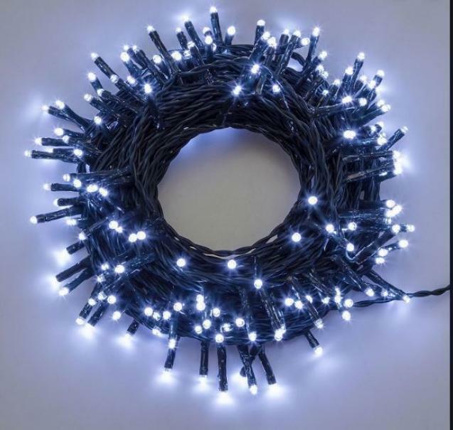 GIOCOPLAST 100 MINILUCCIOLE LED SUPERLUMINOSE BIANCHE FREDDE CON CAVO SCURO 4MT