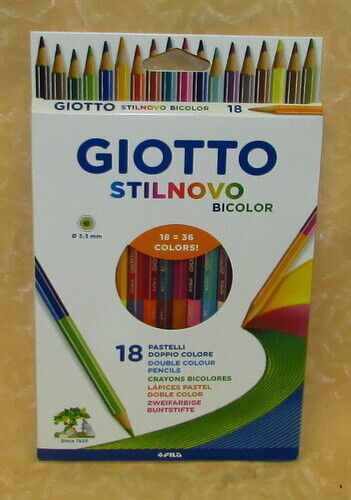 GIOTTO STILNOVO BICOLOR 18 PASTELLI DOPPIO COLORE cod.23353