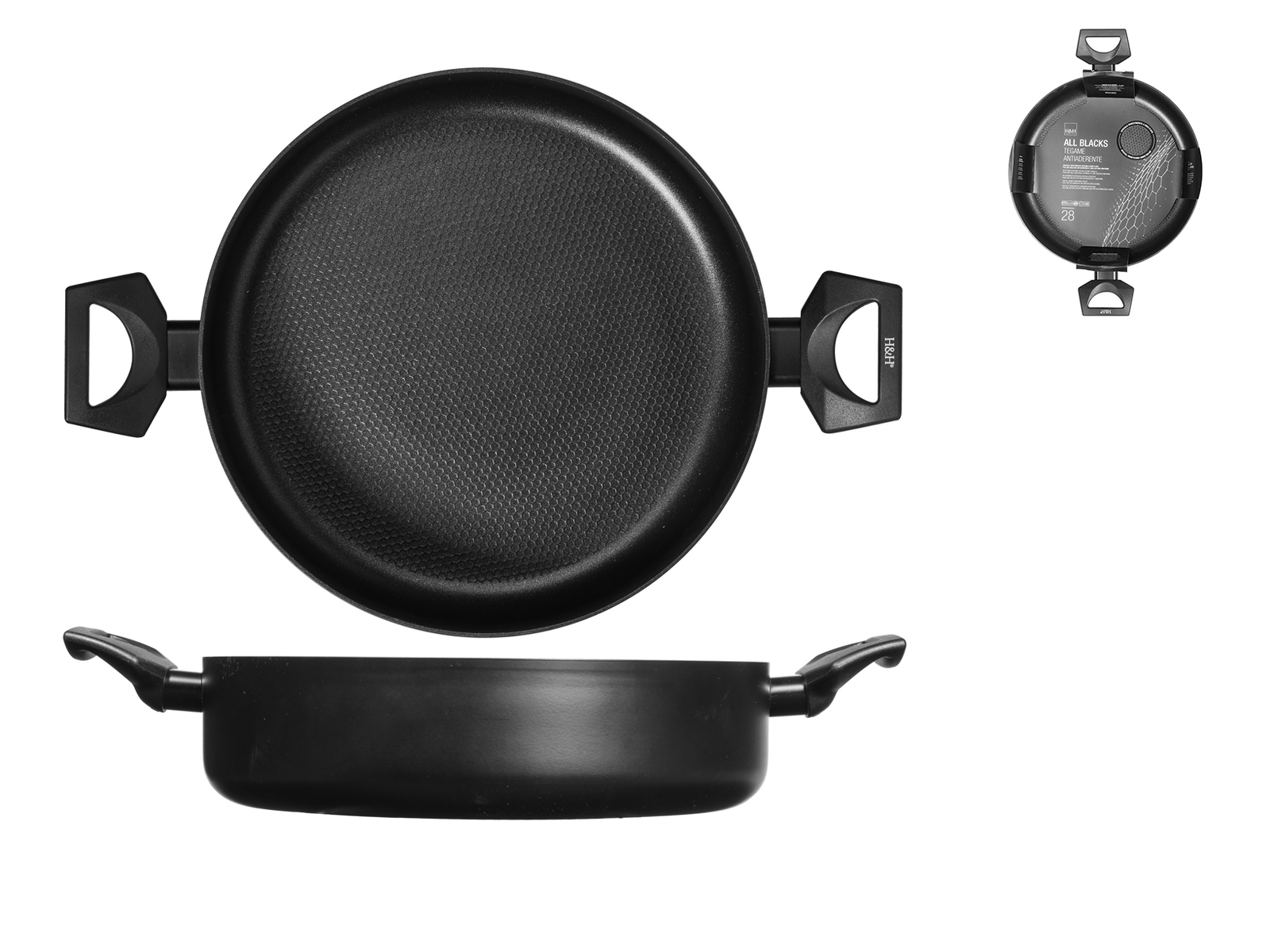 H&H Tegame 2 Manici All Blacks Cm28