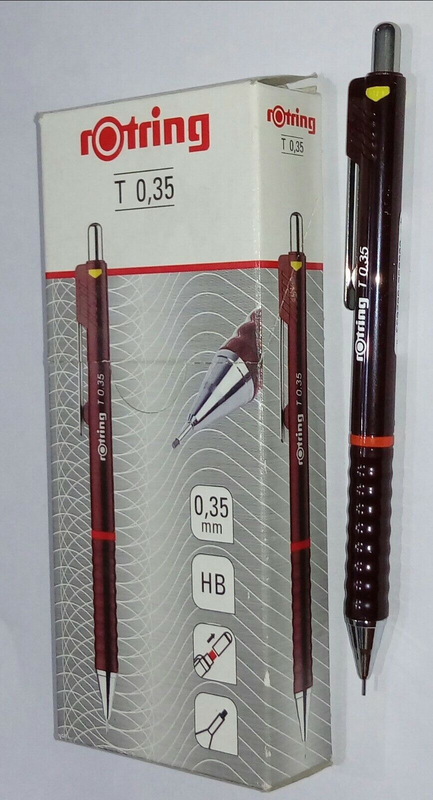 Rotring T portamina  0,35 mm (0.3), corpo bordeaux  qualità
