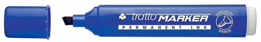 marcatore permanente tratto marker blu 1pz punta scalpello