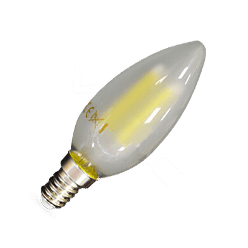 Lampadina a Filamento LED E14 Candela 4W 6400K° Vetro Opaco