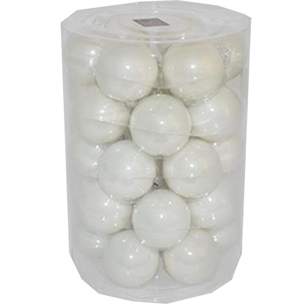 30 palline a sfera in vetro soffiato in bianco cm6 decorazione per albero di nat