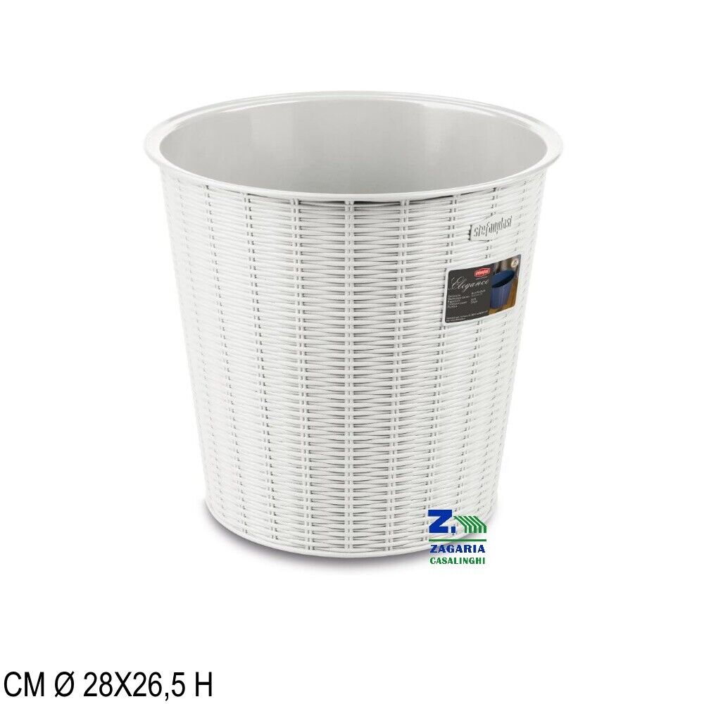 CESTINO GETTACARTE ELEGANCE RATTAN COLORE BIANCO PER UFFICIO SCUOLA STUDIO