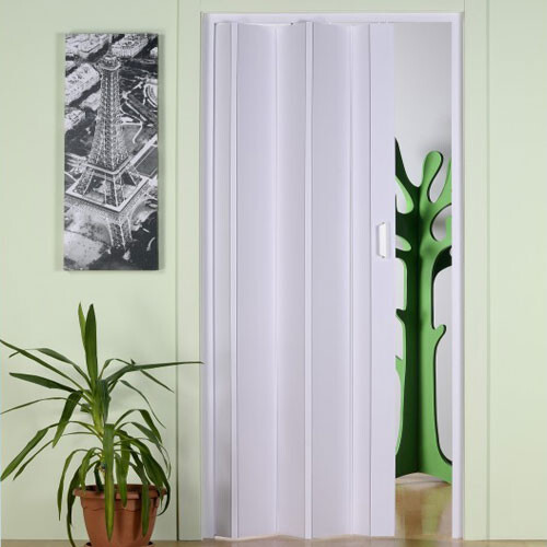 Porta a soffietto bianca in PVC effetto legno porte a scomparsa made in italy