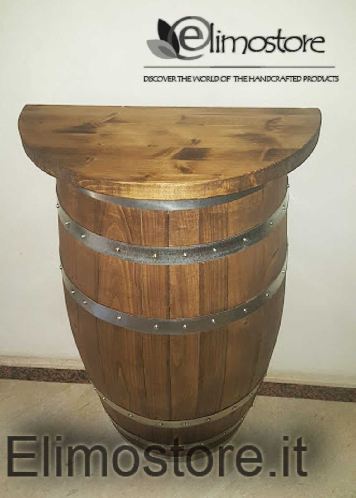 Tavolo Mezza Botte da parete  botte legno incisione logo o dedica gratuita