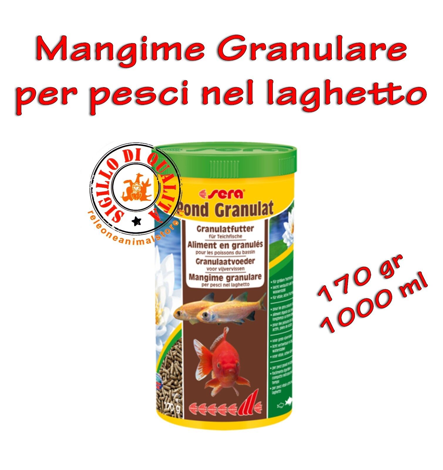 Sera Pond Granulat 1000 ml Mangime per Pesci Grandi Laghetto 170g pesce laghetti