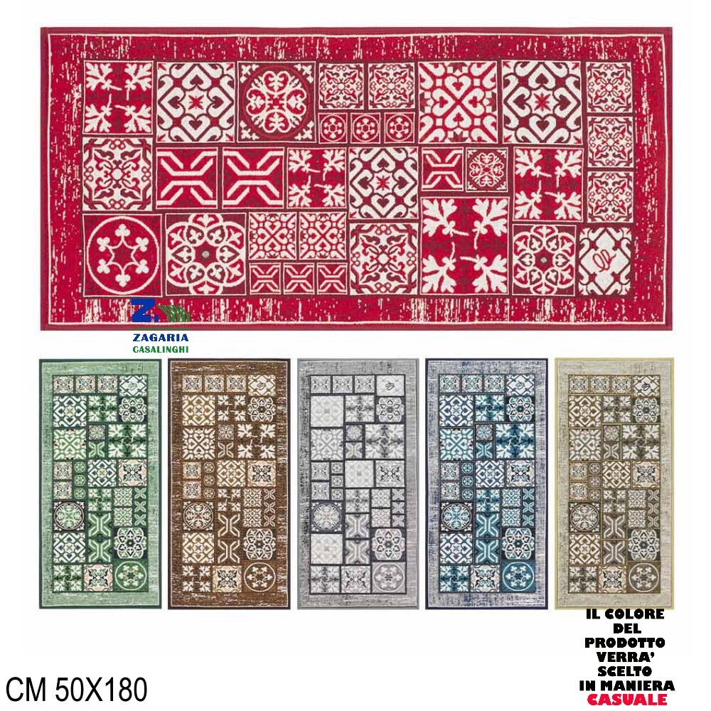 TAPPETO DA CUCINA SPRINT MAIOLICA CON FONDO ANTISCIVOLO CM 50X180 VARI COLORI