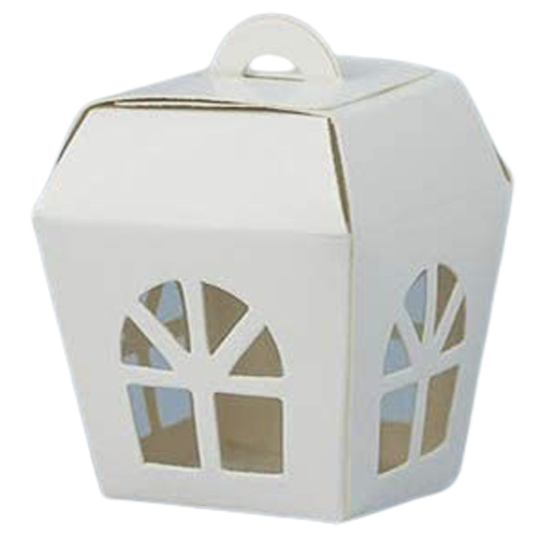 50 LANTERNE SCATOLE BOMBONIERE CARTONE PIEGHEVOLE BIANCO 5x5x7 CM  FCA-BOX14-50