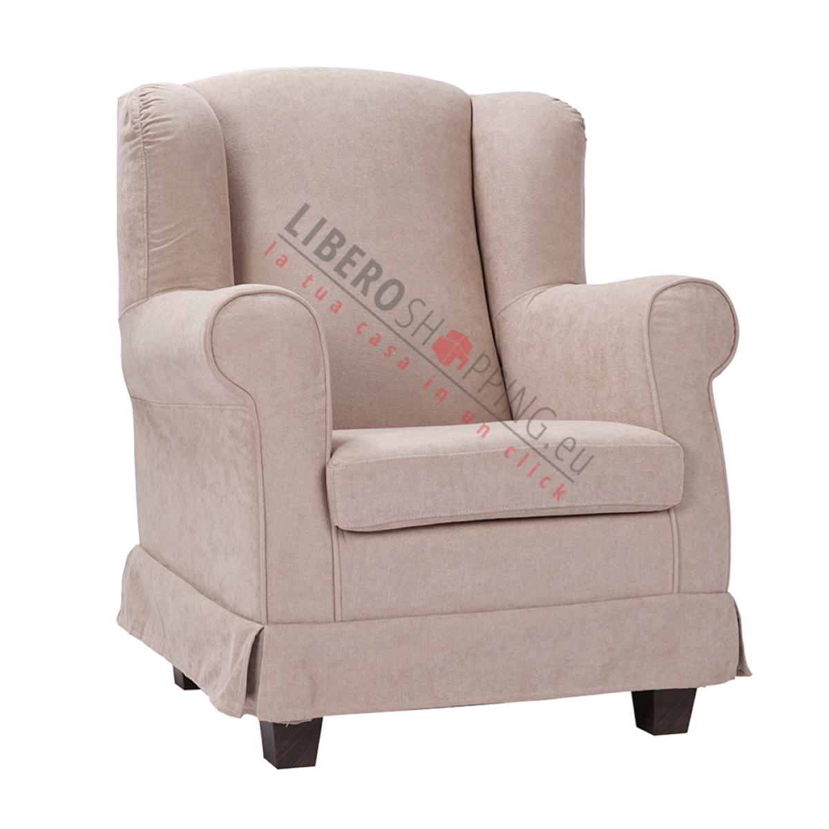 Poltrona imbottita BERGERE in tessuto sfoderabile Beige