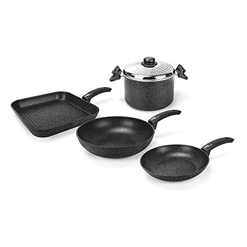 Moneta Etnea Batteria Smart Set da 5 Pezzi, Padella 24 cm, Wok 28 cm, Bistecchie