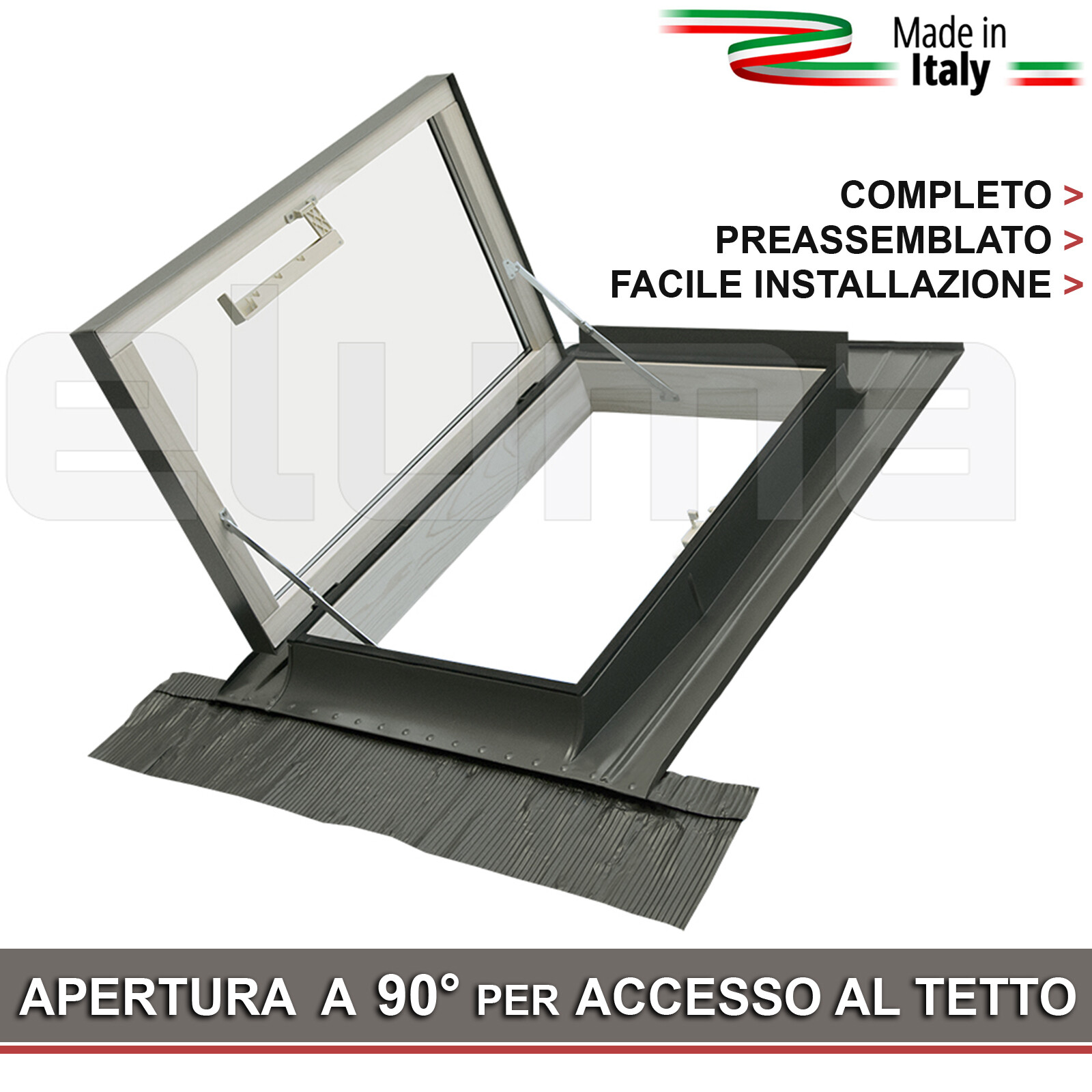 Lucernario Linea Vita / Finestra per accesso al tetto - CLASSIC LIBRO 78x98 (CE)