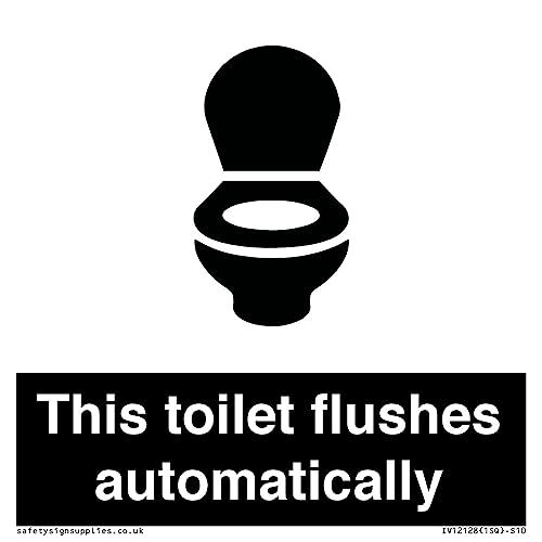 Cartello "S10 This toilet flushes automatically sign", 100 x 100 mm