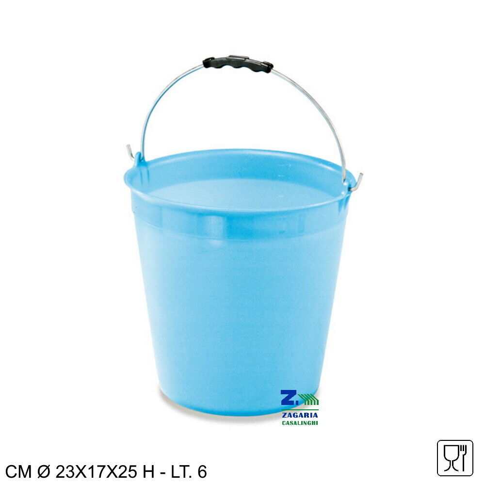 SECCHIO ADDA 6 LT IN PLASTICA PER ALIMENTI COLORE AZZURRO MANICO ZINCATO