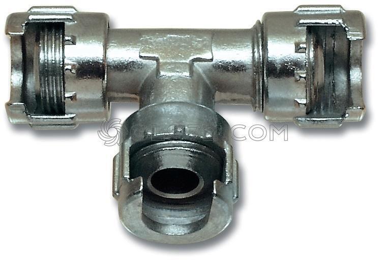 RACCORDO A "T" DI GIUNZIONE CON DADO FRESATO COMPRESSORE ARIA COMPRESSA 1/4"