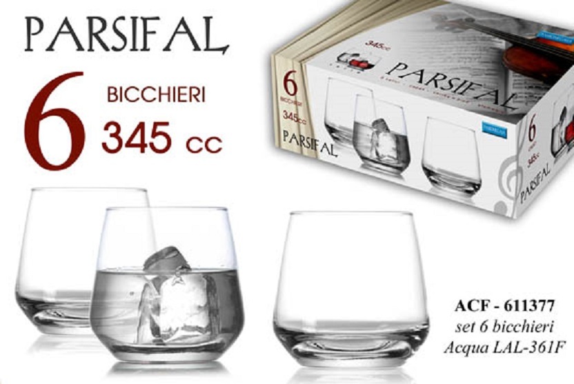 SET 6 BICCHIERI PARSIFAL ACQUA IN VETRO 345 CC ACF-611377