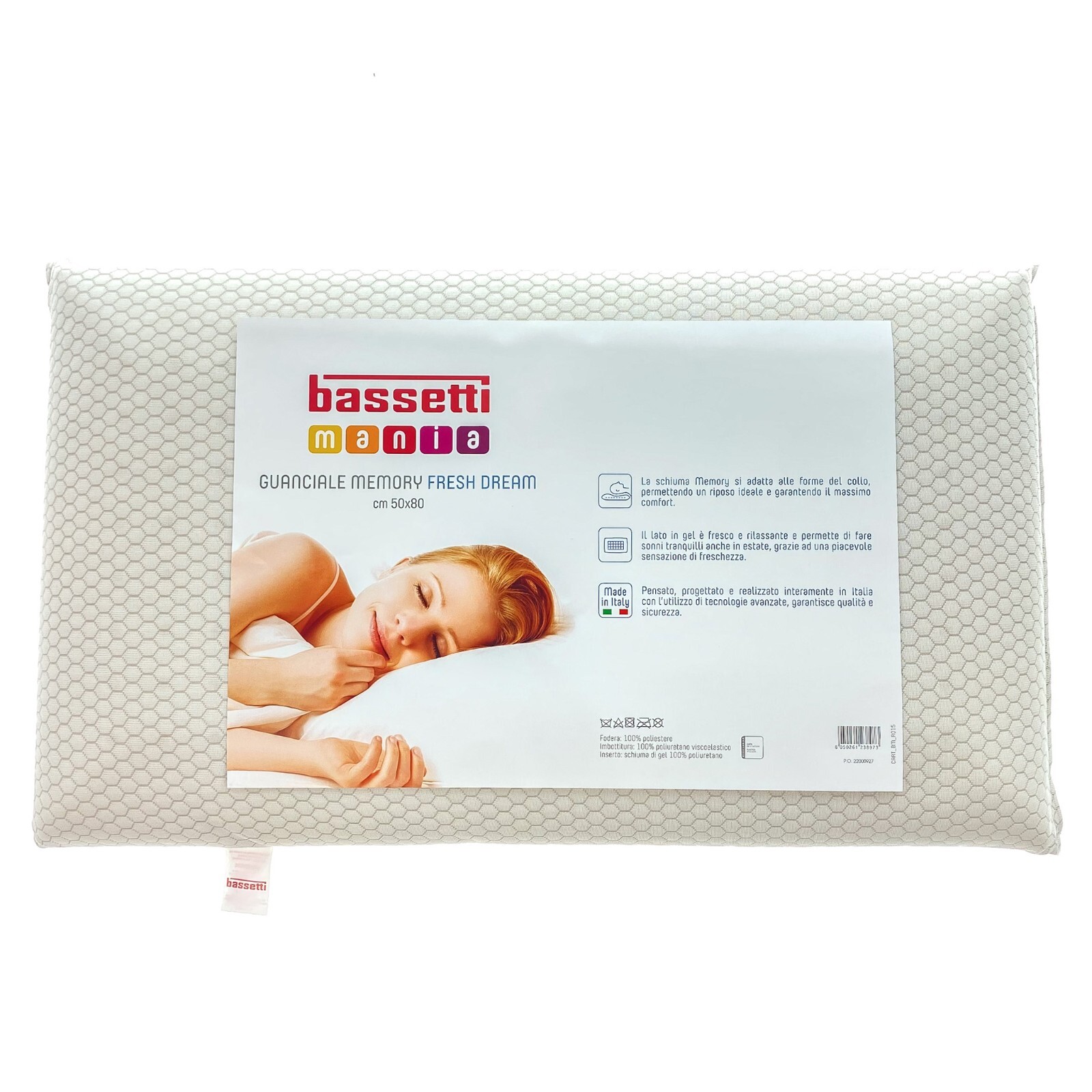 Guanciale Bassetti Memory Water-Gel Cuscino in Lattice Made in Italy puro cotone