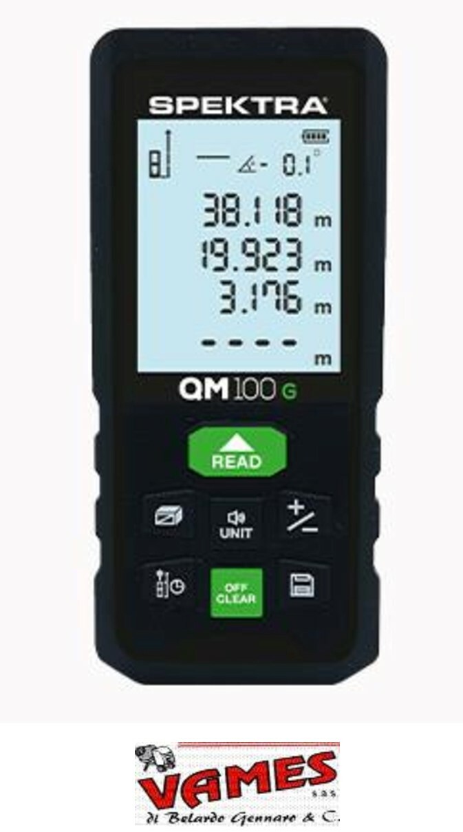 MISURATORE DISTANZIOMETRO LASER SPEKTRA MODELLO QM100 G - RAGGIO VERDE - 100MT