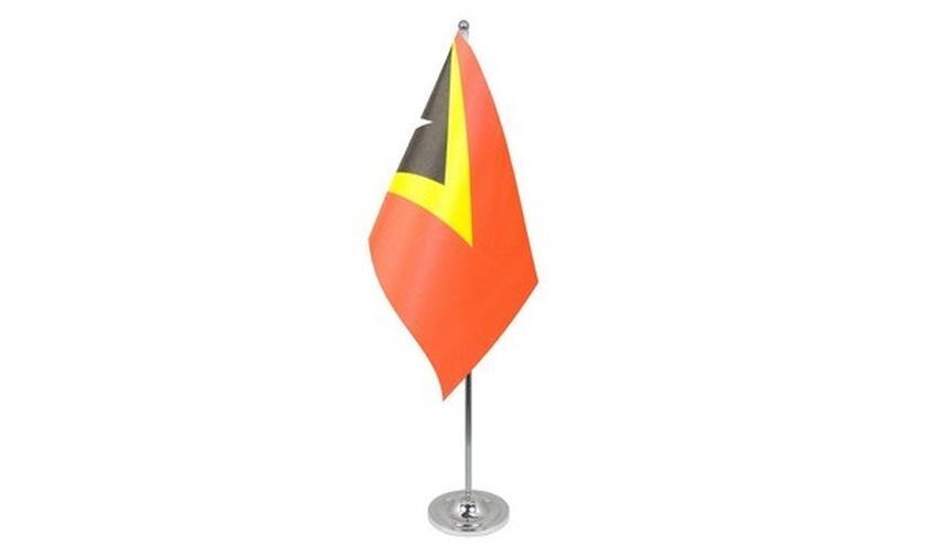 BANDIERA DA TAVOLO DI PRESTIGIO TIMOR EST 22x15cm in RASO - PICCOLA BANDIERINA E