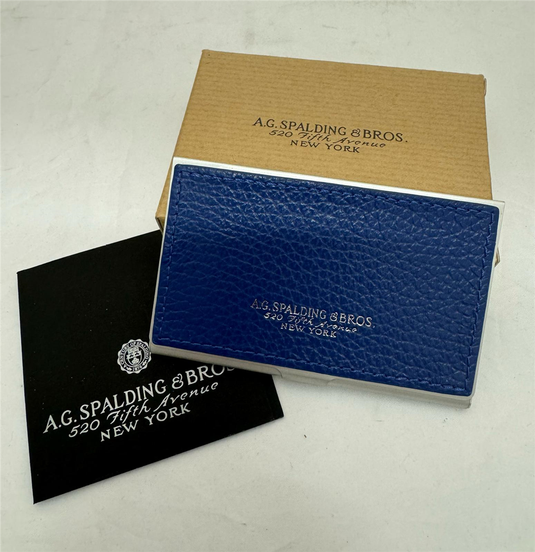 Porta Biglietti Visita Alluminio Pelle Bluette | A.g. Spalding & Bros.