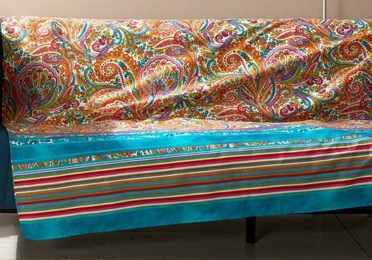 Telo Arredo Granfoulard matrimoniale Bassetti Noto turchese