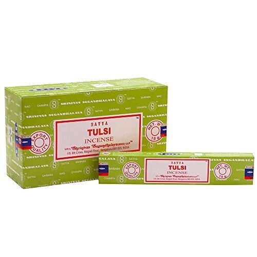 Satya Tulis Bastoncini di incenso Staya Tulsi Agarbatti 12 Conti 180 (W8r)