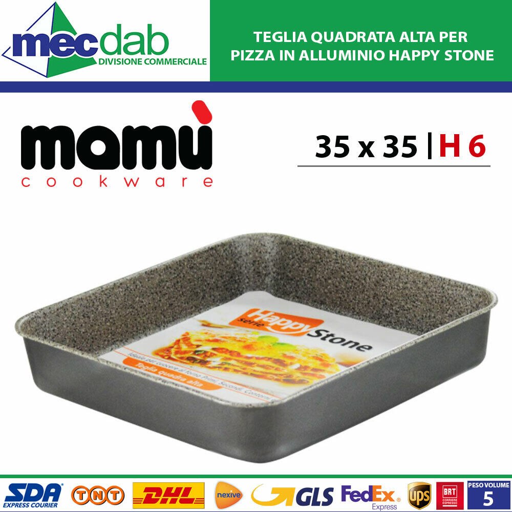 Teglia Quadrata Alta Per Pizza In Alluminio 35 x 35 h6 Cm Happy Stone mamù