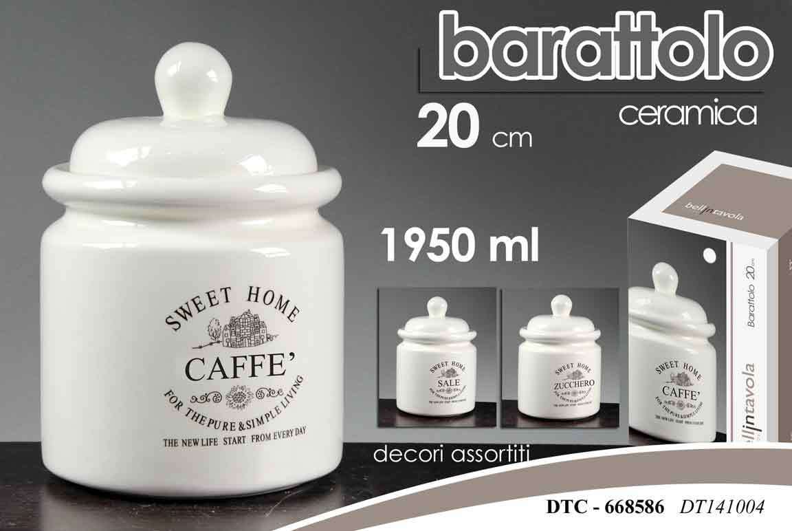 BARATTOLO CONTENITORE IN CERAMICA DECORATO 20 CM 1950 ML DECORI ASS. DTC-668586