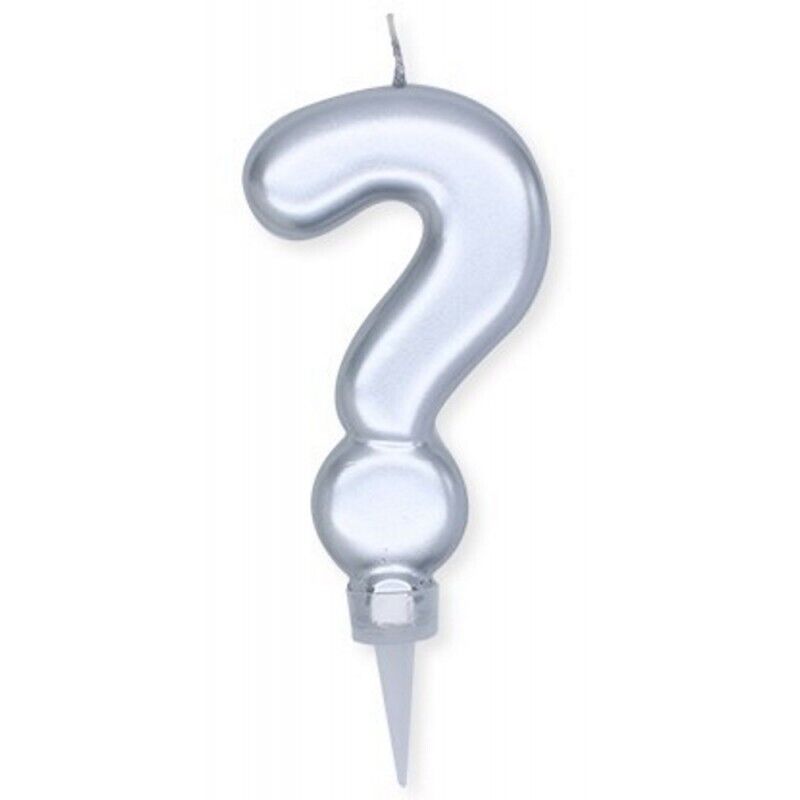 Candelina Plump Cm. 10 – Punto interrogativo – Argento metal