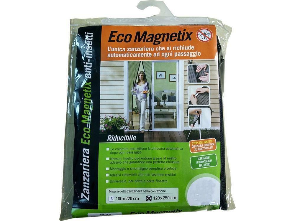 TENDA ZANZARIERA MAGNETICA Nera Riducibile 140x250CM PER PORTA BALCONE