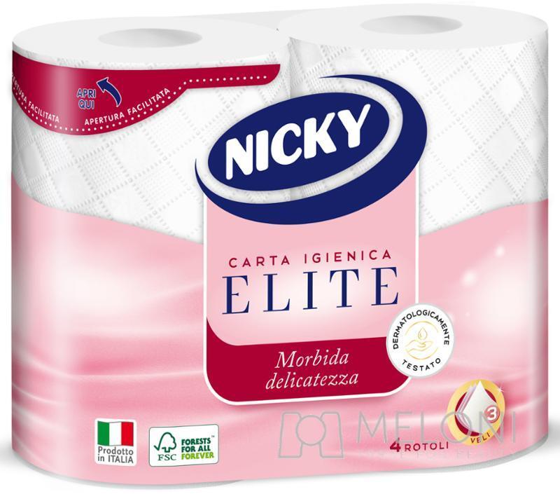 37397 NICKY CARTA IGIENICA ELITE 4 ROTOLI 3 VELI