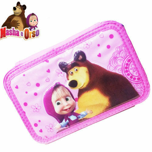 ASTUCCIO SCUOLA 3 zip cerniere MASHA E ORSO  44pz copertina rilievo 3D, colori g
