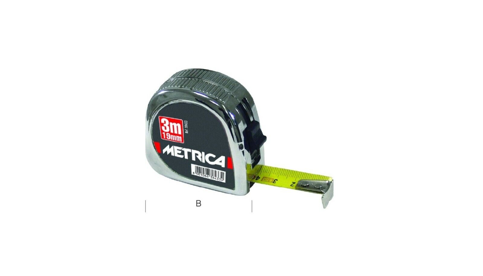 Metrica Flessometro Professionale Metro con Clip Tascabile L 3M Cassa Cromata