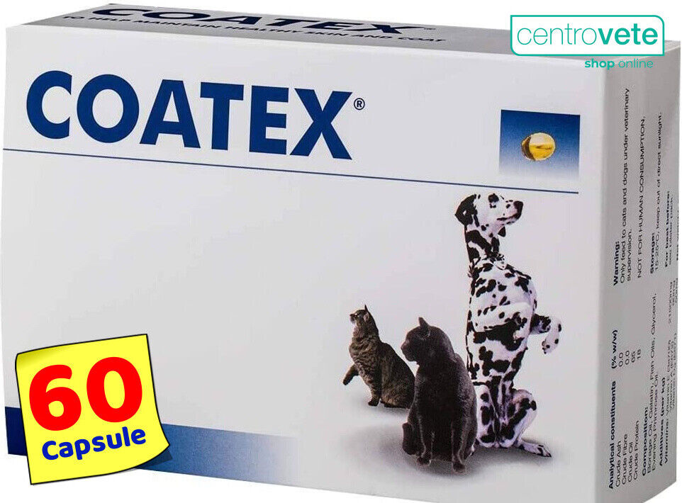 Vetplus COATEX 60 Capsule per Cani e Gatti → Migliora la Cute e il Mantello