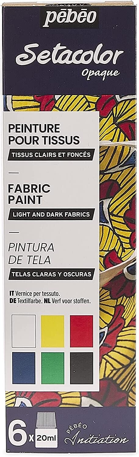 Setacolor Pebeo  - Pittura su Tessuto - set 6 Flaconi 20 ml