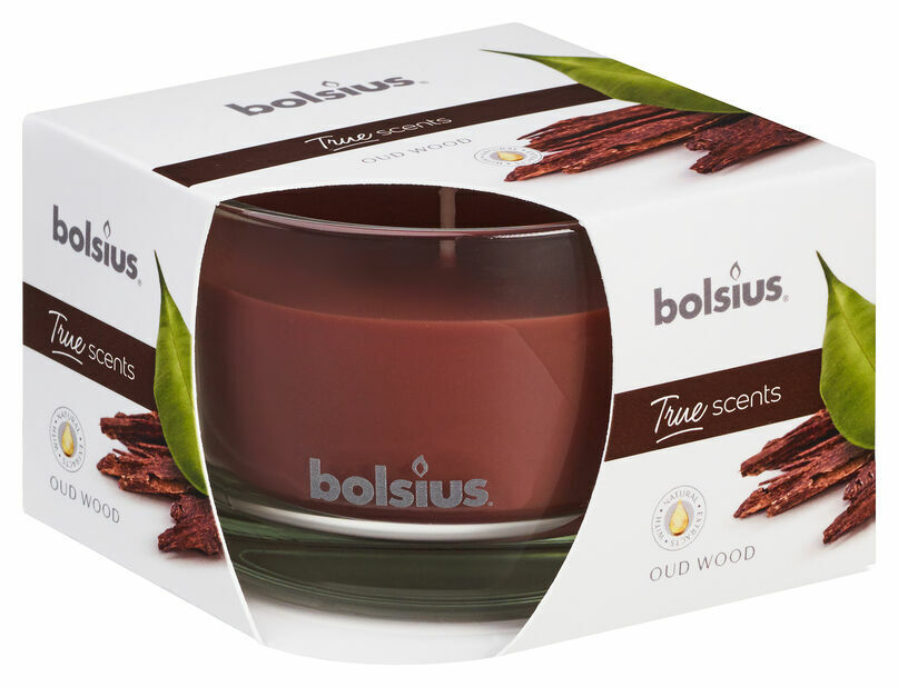 CANDELA PROFUMATA IN VETRO OUD WOOD H. 63 MM. X 90 MM BOLSIUS AROMA PER AMBIENTE