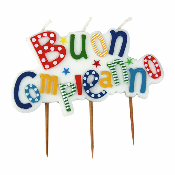 CANDELINA PICKS PER TORTA BUON COMPLEANNO MULTICOLOR CM 10X5 FESTE E PARTY