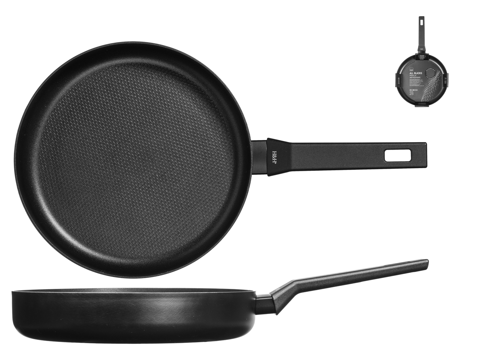 H&H Padella Antiaderente All Blacks Cm28
