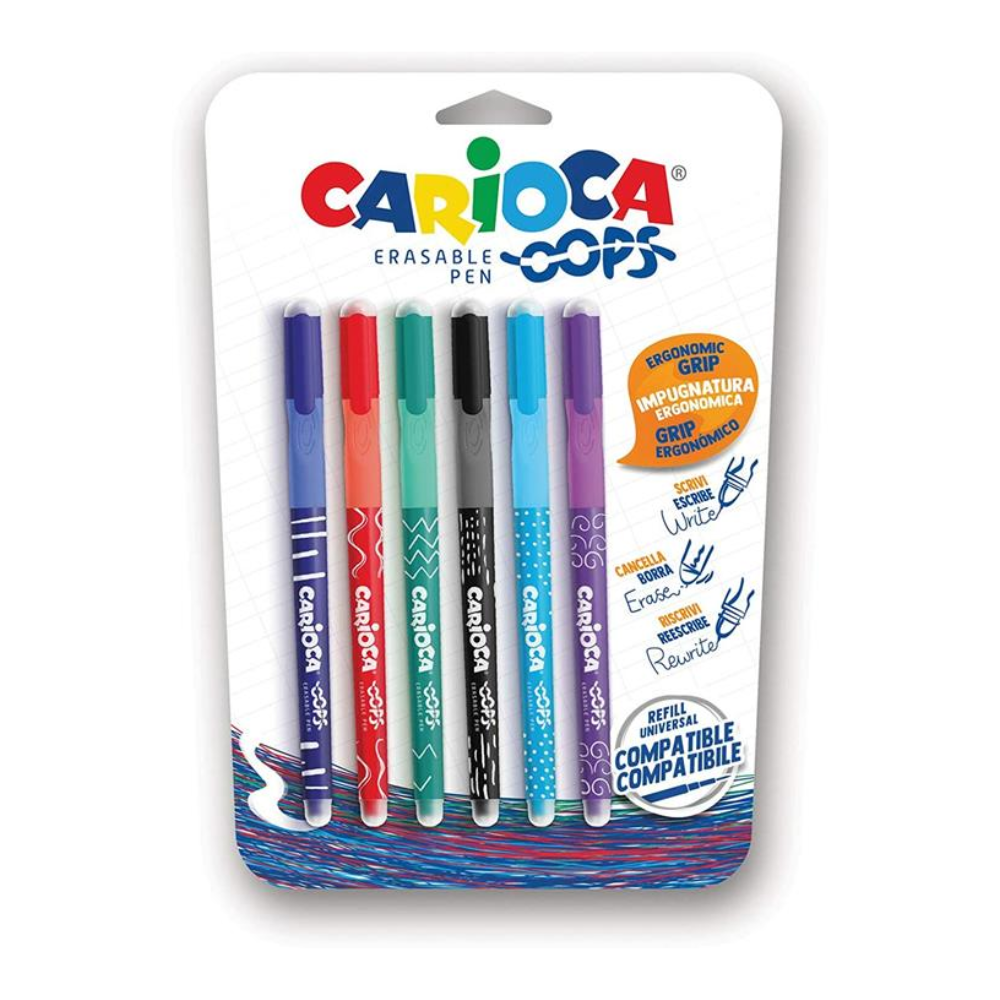 PENNA CANCELLABILE 6 COLORI CARIOCA OOPS RICARICABILE