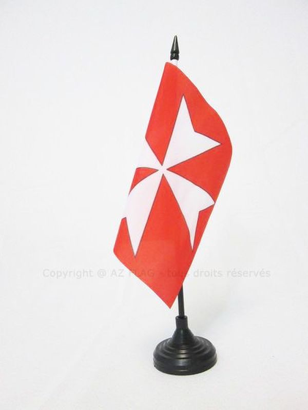 BANDIERA DA TAVOLO CROCE ORDINE DI MALTA 15x15cm - PICCOLA BANDIERINA SAN GIOVAN