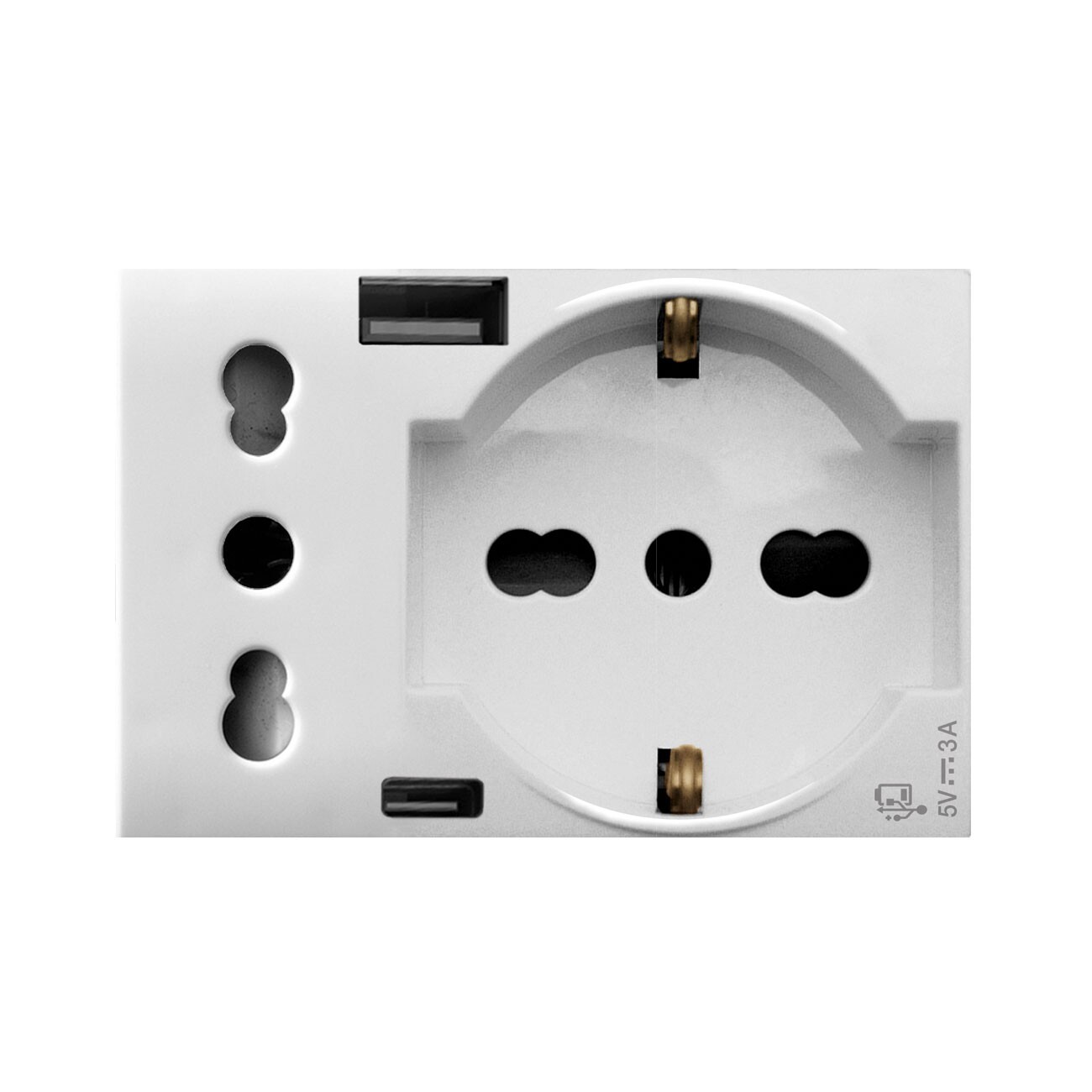 AVE 44109015USB DOMUS PRESA SCHUKO BIPASSO PRESA STANDARD ITA USB 2P+T 3 MOD