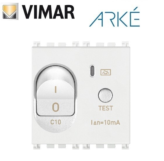 INTERRUTTORE MAGNETOTERMICO DIFFERENZIALE 10A VIMAR ARKE 19411.10.B BIANCO.