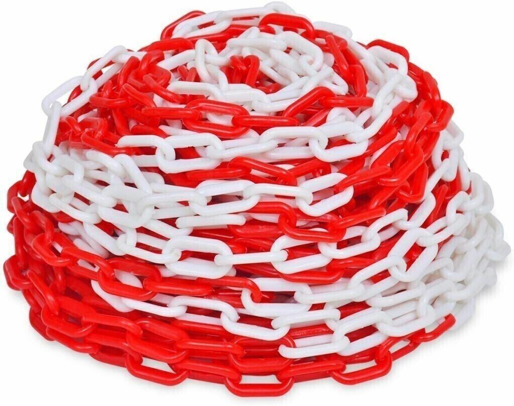 CATENA RECINZIONE SEGNALETICA IN PLASTICA d. 6mm COLORE BIANCO E ROSSO AL METRO