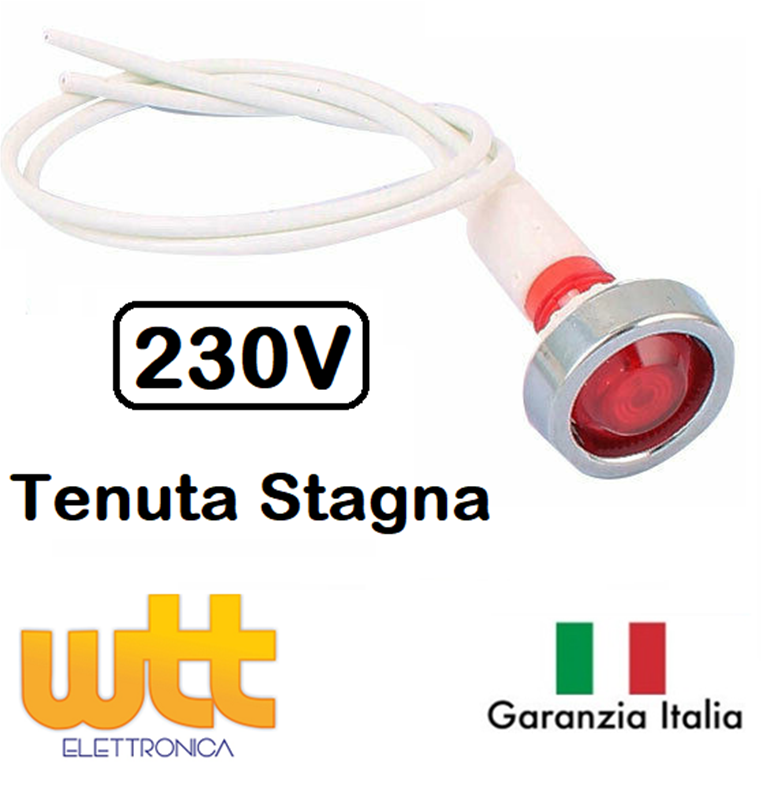 Segnalatore lampada a tenuta stagna spia luminosa 220V 230V ROSSA Gemma
