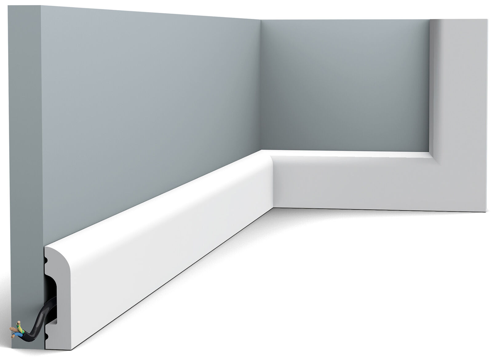 Orac Decor SX182 Cornice Battiscopa Parete Polistirene Bianco Esterno 200x5x1,3