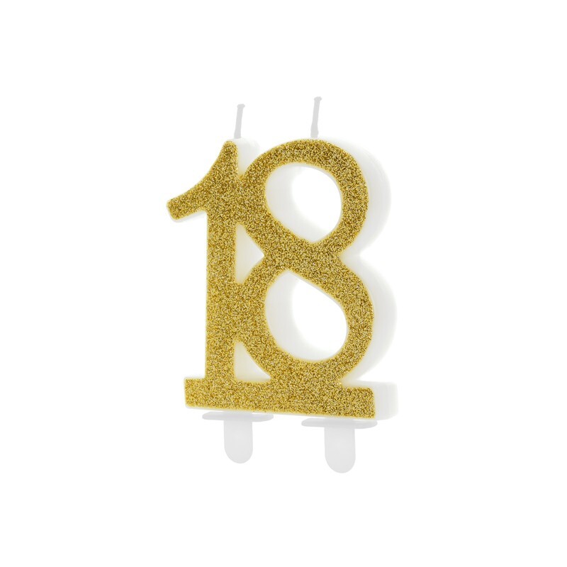 Candelina per torta numero Gold Cm. 7,5 - Nr. 18