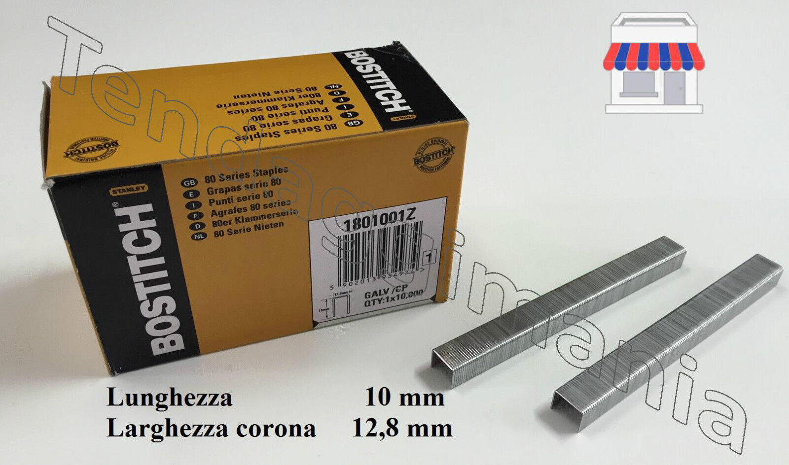 Punti Metallici bostitch graffette aria compressa MM 10 corona 12,8 mm 10.000 pz