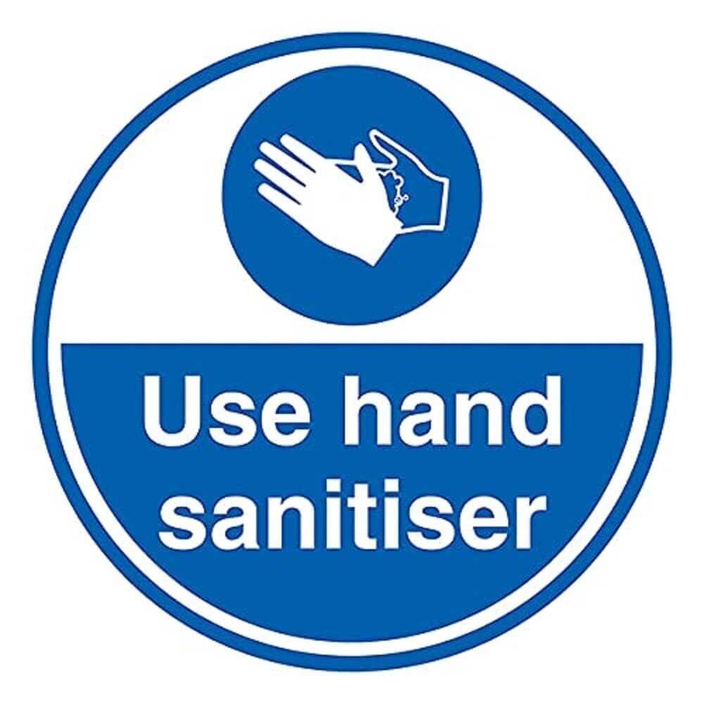 Use Hand Sanitiser – 450 x 450 mm – Adesivo da pavimento autoadesivo