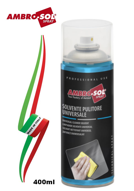 SOLVENTE PULITORE SGRASSANTE DETERGENTE SPRAY UNIVERSALE 400ml "AMBRO-SOL" ITALY